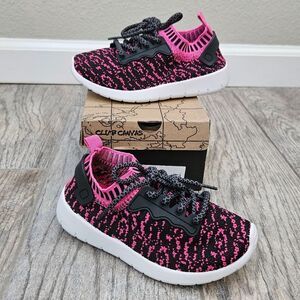 Club Canvas Pink and Black Sock Shoes Size 11T